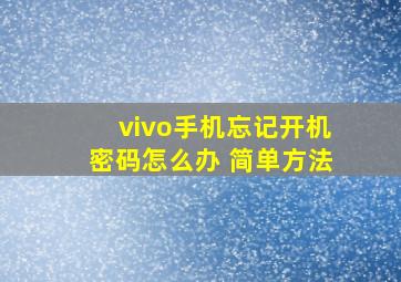 vivo手机忘记开机密码怎么办 简单方法